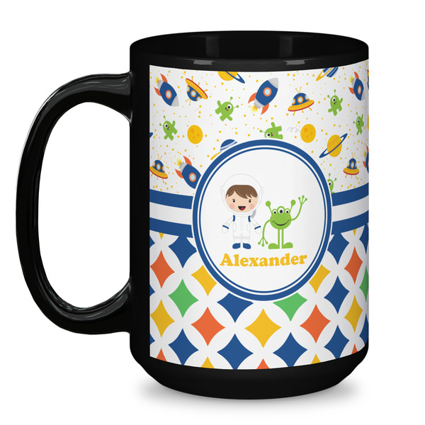 Boy's Space & Geometric Print Coffee Mug - 15 oz - Black