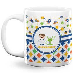 Boy's Space & Geometric Print 20 Oz Coffee Mug - White (Personalized)