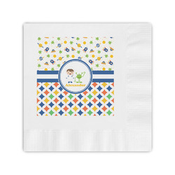 Boy's Space & Geometric Print Coined Cocktail Napkins (Personalized)