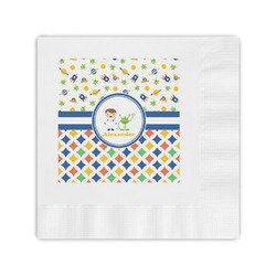 Boy's Space & Geometric Print Coined Cocktail Napkins (Personalized)