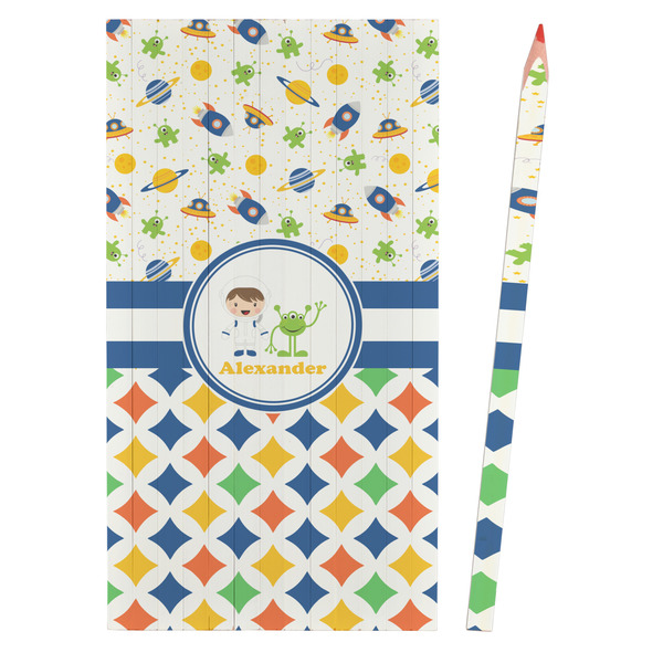 Boy's Space & Geometric Print Colored Pencils - Front View