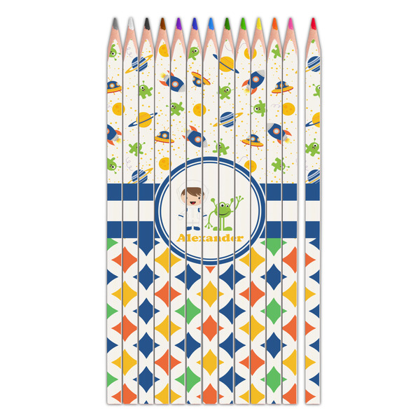 Custom Boy's Space & Geometric Print Colored Pencils (Personalized)