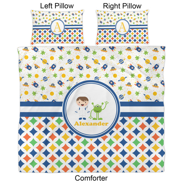 Boy's Space & Geometric Print Comforter Set - King - Approval