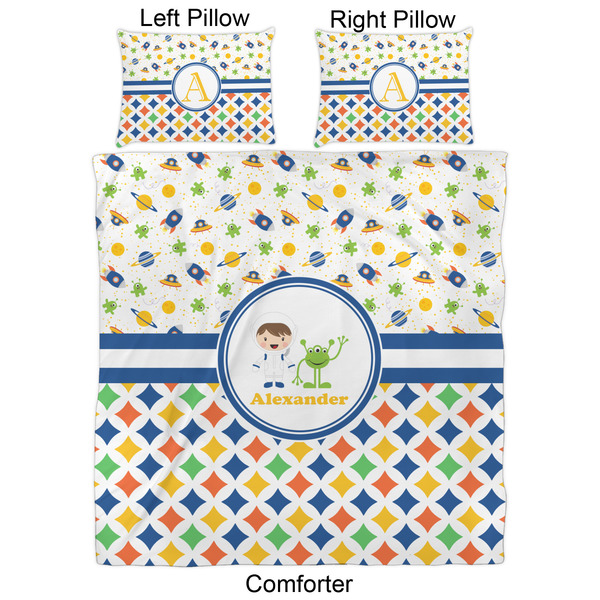 Boy's Space & Geometric Print Comforter Set - Queen - Approval