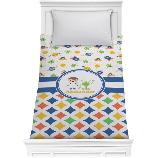 Custom Boy's Space & Geometric Print Comforter - Twin XL (Personalized)