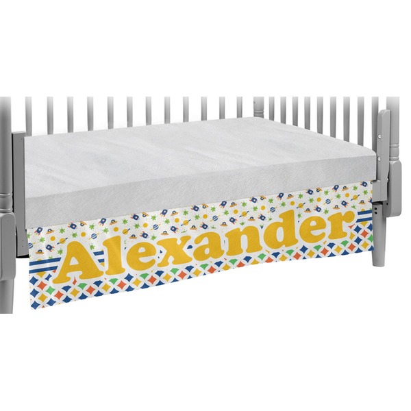 Custom Boy's Space & Geometric Print Crib Skirt (Personalized)