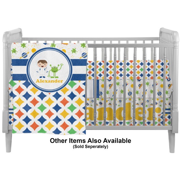 Boy's Space & Geometric Print Crib - Profile Sold Seperately