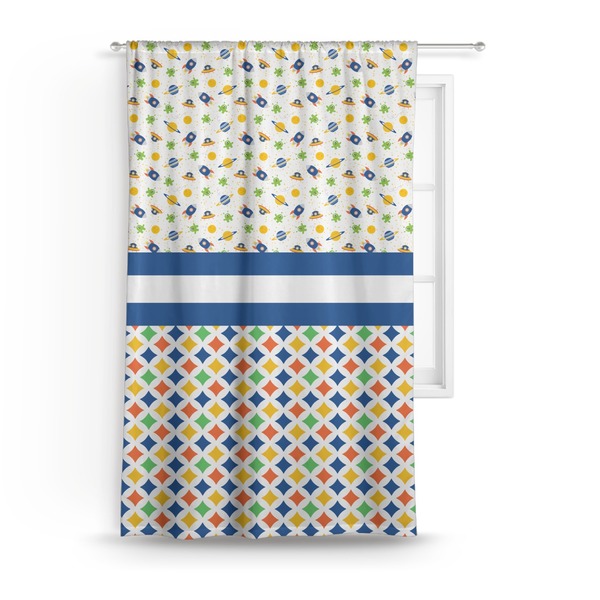 Custom Boy's Space & Geometric Print Curtain - 50"x84" Panel