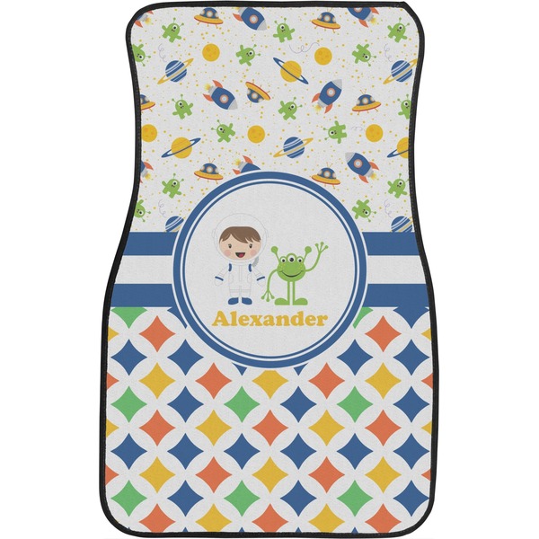 Boy's Space & Geometric Print Custom Car Floor Mats (Front Seat)