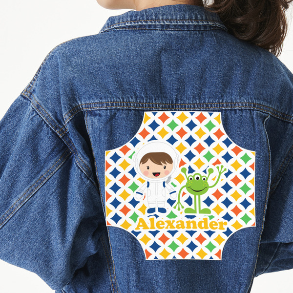 Custom Boy's Space & Geometric Print Twill Iron On Patch - Custom Shape - 3XL (Personalized)