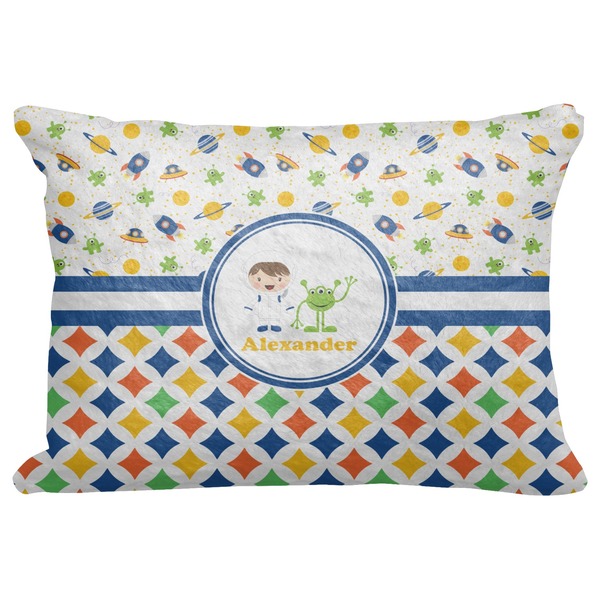 Custom Boy's Space & Geometric Print Decorative Baby Pillowcase - 16"x12" (Personalized)