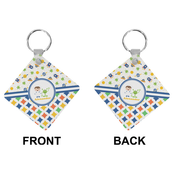 Boy's Space & Geometric Print Diamond Keychain (Front + Back)