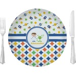 Boy's Space & Geometric Print Glass Lunch / Dinner Plate 10" (Personalized)