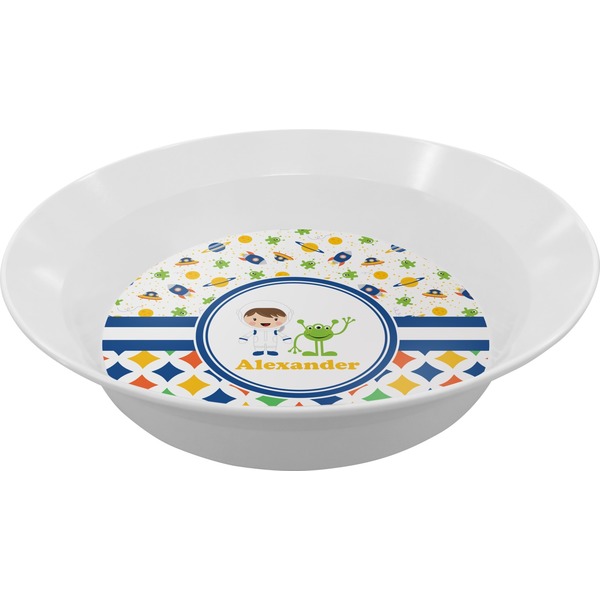 Custom Boy's Space & Geometric Print Melamine Bowl - 12 oz (Personalized)