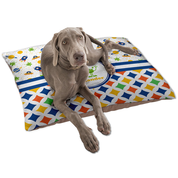 Custom Boy's Space & Geometric Print Dog Bed - Large w/ Name or Text