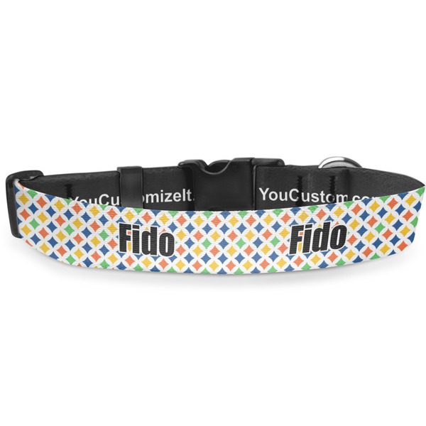 Custom Boy's Space & Geometric Print Deluxe Dog Collar - Toy (6" to 8.5") (Personalized)