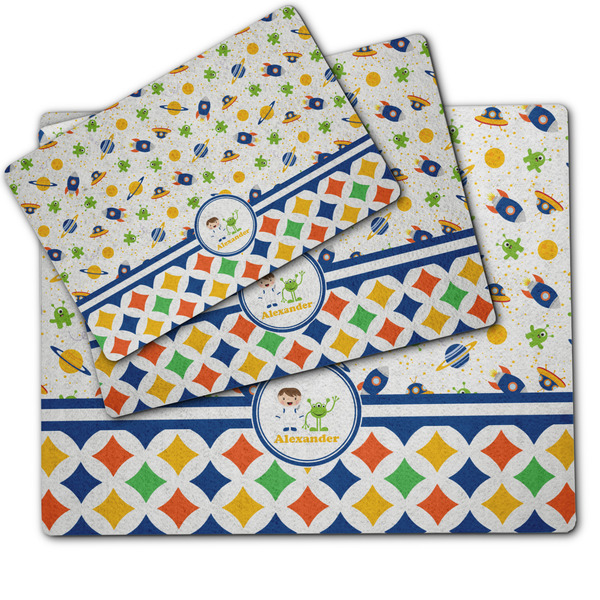 Boy's Space & Geometric Print Dog Food Mat - MAIN (sm, med, lrg)