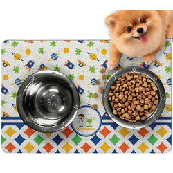 Boy's Space & Geometric Print Dog Food Mat - Small w/ Name or Text