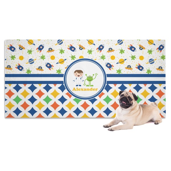 Custom Boy's Space & Geometric Print Dog Towel (Personalized)