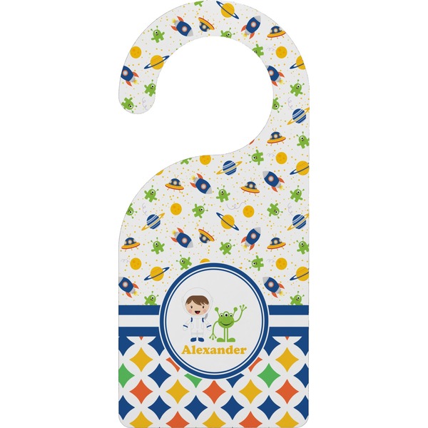 Custom Boy's Space & Geometric Print Door Hanger (Personalized)
