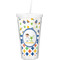 Boy's Space & Geometric Print Double Wall Tumbler with Straw (Personalized)