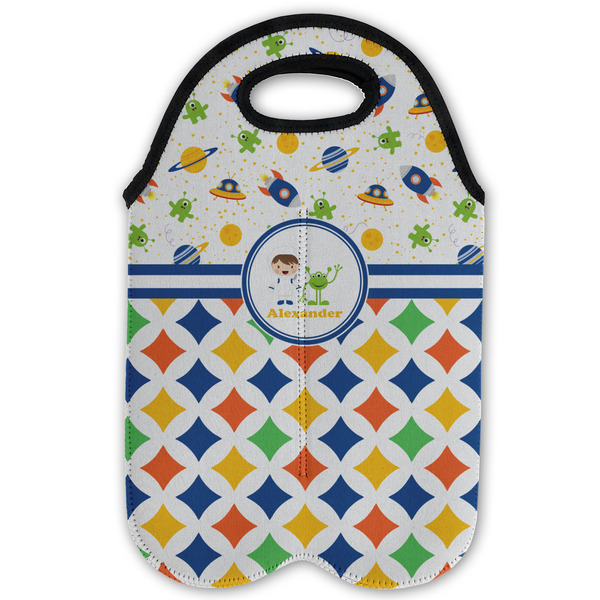 Boy's Space & Geometric Print Double Wine Tote - Flat (new)