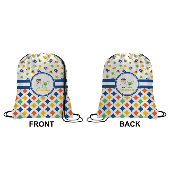 Boy's Space & Geometric Print Drawstring Backpack