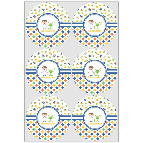 Boy's Space & Geometric Print Drink Topper - Large - Set of 6