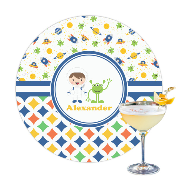 Custom Boy's Space & Geometric Print Printed Drink Topper (Personalized)