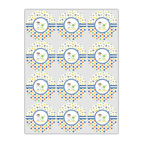 Boy's Space & Geometric Print Drink Topper - Small - Set of 12