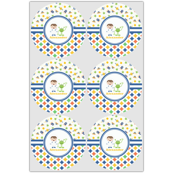 Boy's Space & Geometric Print Drink Topper - XLarge - Set of 6