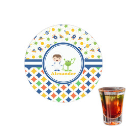 Boy's Space & Geometric Print Printed Drink Topper - 1.5" (Personalized)