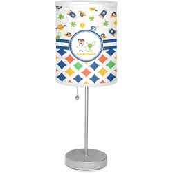 Boy's Space & Geometric Print 7" Drum Lamp with Shade Linen (Personalized)