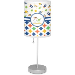 Boy's Space & Geometric Print Lamp with Drum Shade (Personalized)