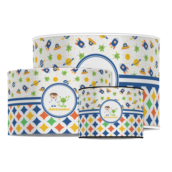 Boy's Space & Geometric Print Drum Lampshades - MAIN