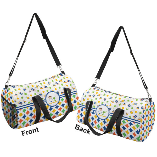Boy's Space & Geometric Print Duffle bag large front and back sides