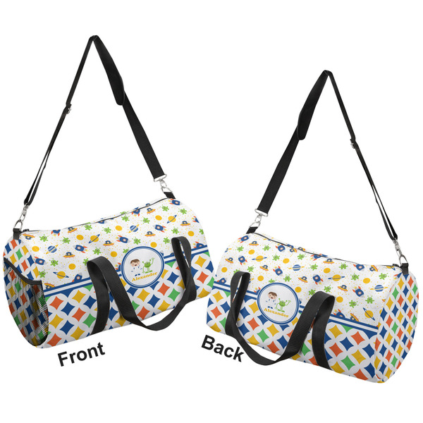 Boy's Space & Geometric Print Duffle bag small front and back sides