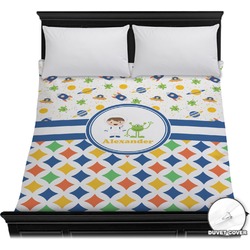 Boy's Space & Geometric Print Duvet Cover - Full / Queen (Personalized)