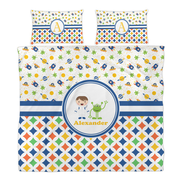 Boy's Space & Geometric Print Duvet Cover Set - King - Alt Approval