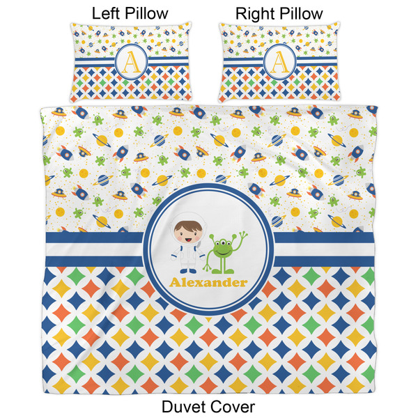 Boy's Space & Geometric Print Duvet Cover Set - King - Approval