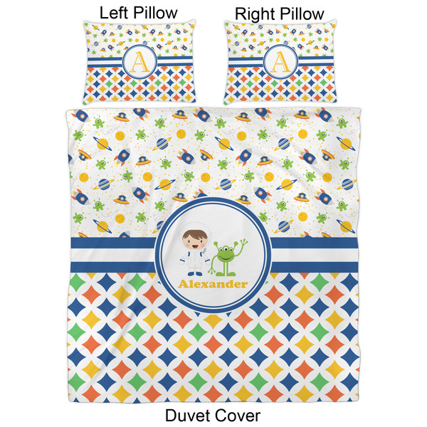 Boy's Space & Geometric Print Duvet Cover Set - Queen - Approval
