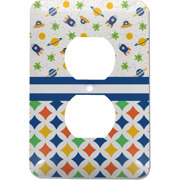 Custom Boy's Space & Geometric Print Electric Outlet Plate