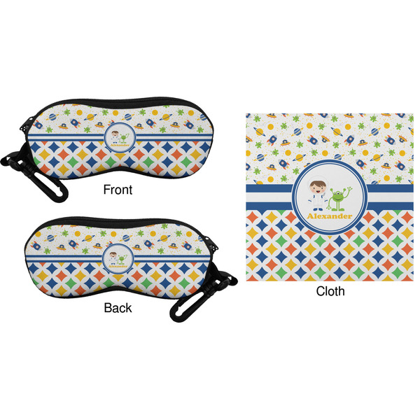 Boy's Space & Geometric Print Eyeglass Case & Cloth (Approval)