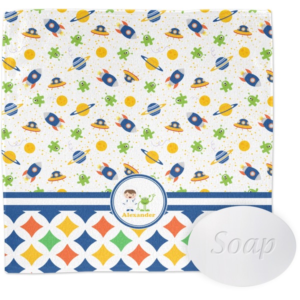 Custom Boy's Space & Geometric Print Washcloth (Personalized)