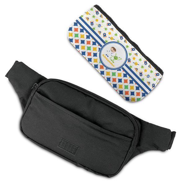 Boy's Space & Geometric Print Fanny Packs - FLAT (flap off)