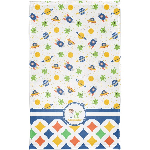 Boy's Space & Geometric Print Finger Tip Towel - Full View