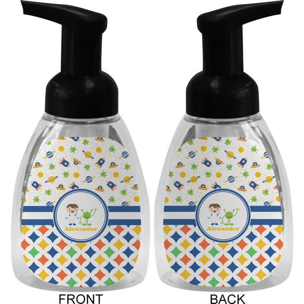 Boy's Space & Geometric Print Foam Soap Bottle (Front & Back)