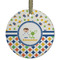 Boy's Space & Geometric Print Frosted Glass Ornament - Round
