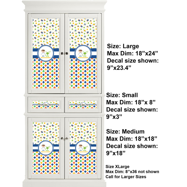 Boy's Space & Geometric Print Full Cabinet (Show Sizes)