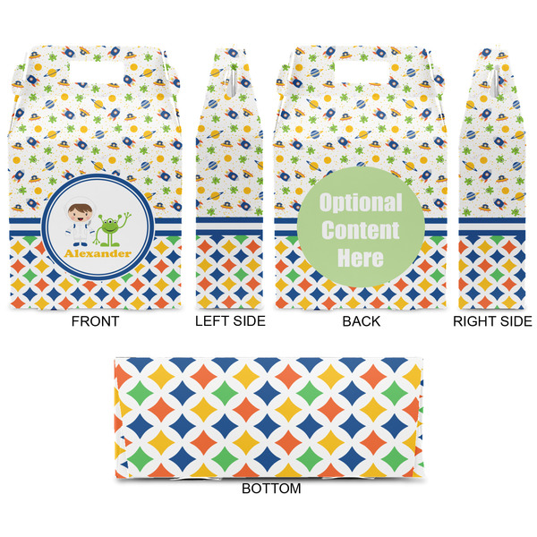 Boy's Space & Geometric Print Gable Favor Box - Approval